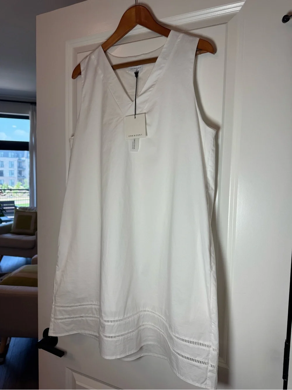 Reece Lattice Trim Poplin Mini Dress by Crescent Size L